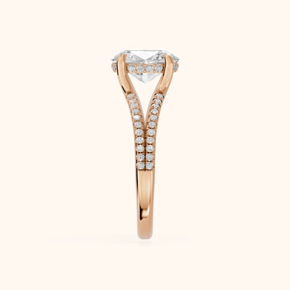 Eternal Embrace Solitaire Oval Diamond Engagement Ring in Rose Gold - SideView