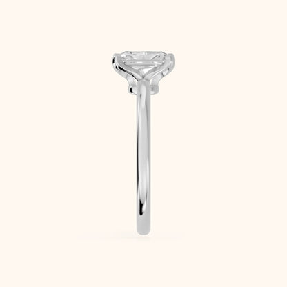 Flora Guardian Solitaire Radiant Diamond Engagement Ring in White Gold - SideView