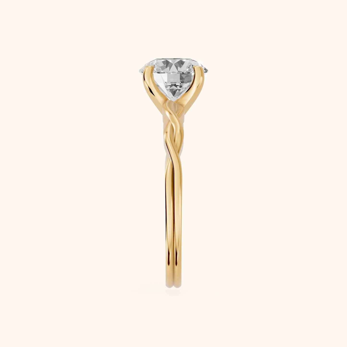 Iris Twist Round Diamond Engagement Ring in Yellow Gold - SideView