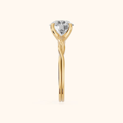 Iris Twist Round Diamond Engagement Ring in Yellow Gold - SideView