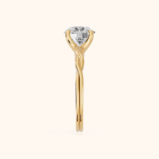 Iris Twist Round Diamond Engagement Ring in Yellow Gold - SideView