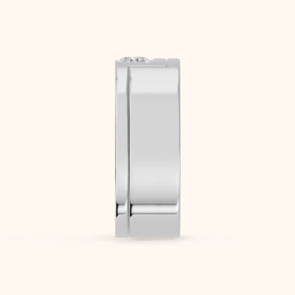 Marika Bezel Round Diamond Wedding Band in Silver - SideView