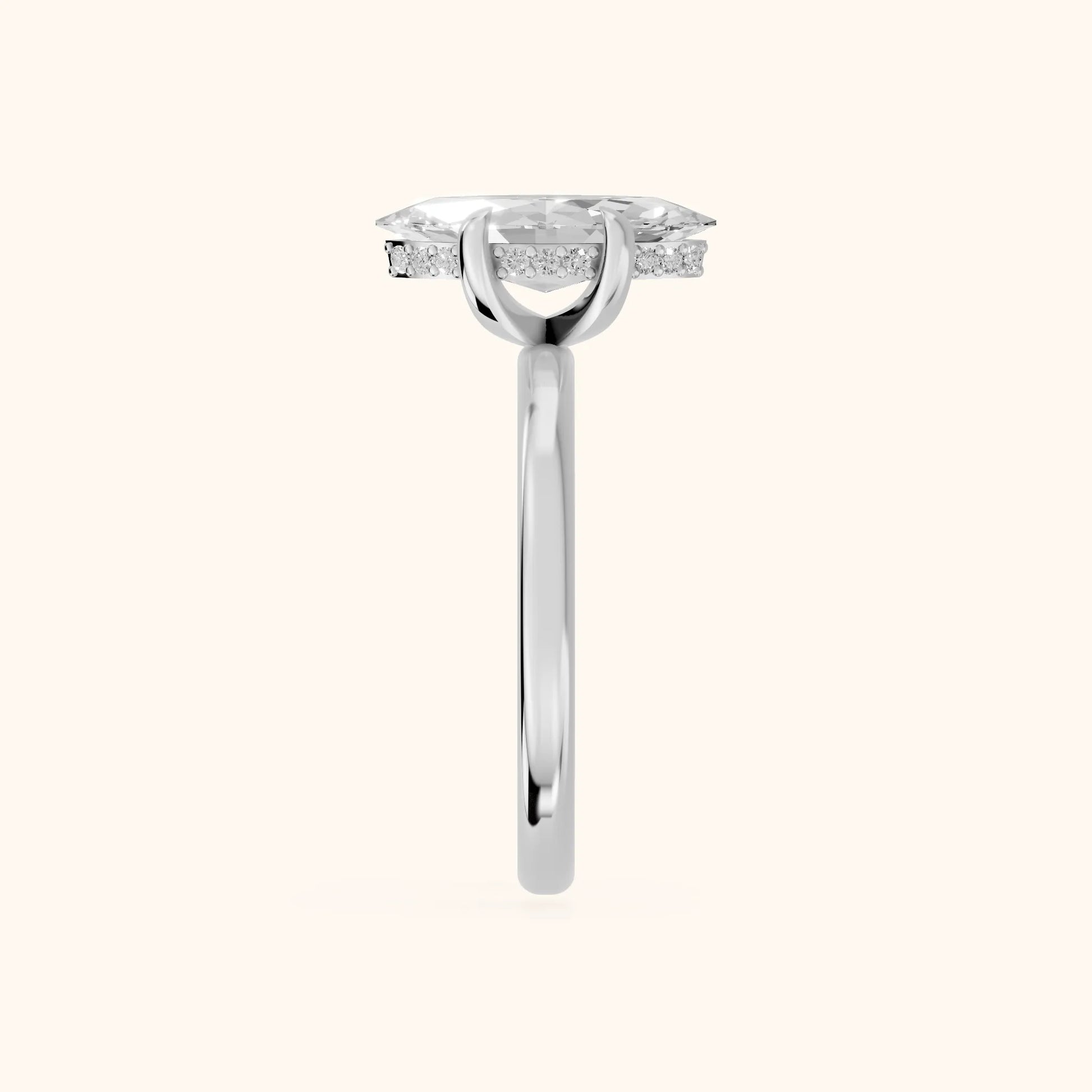 Charlotte Charm Solitaire Marquise Diamond Engagement Ring in White Gold - SideView