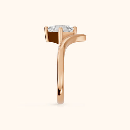 Evelyn Chevron Solitaire Asscher Diamond Engagement Ring in Rose Gold - SideView