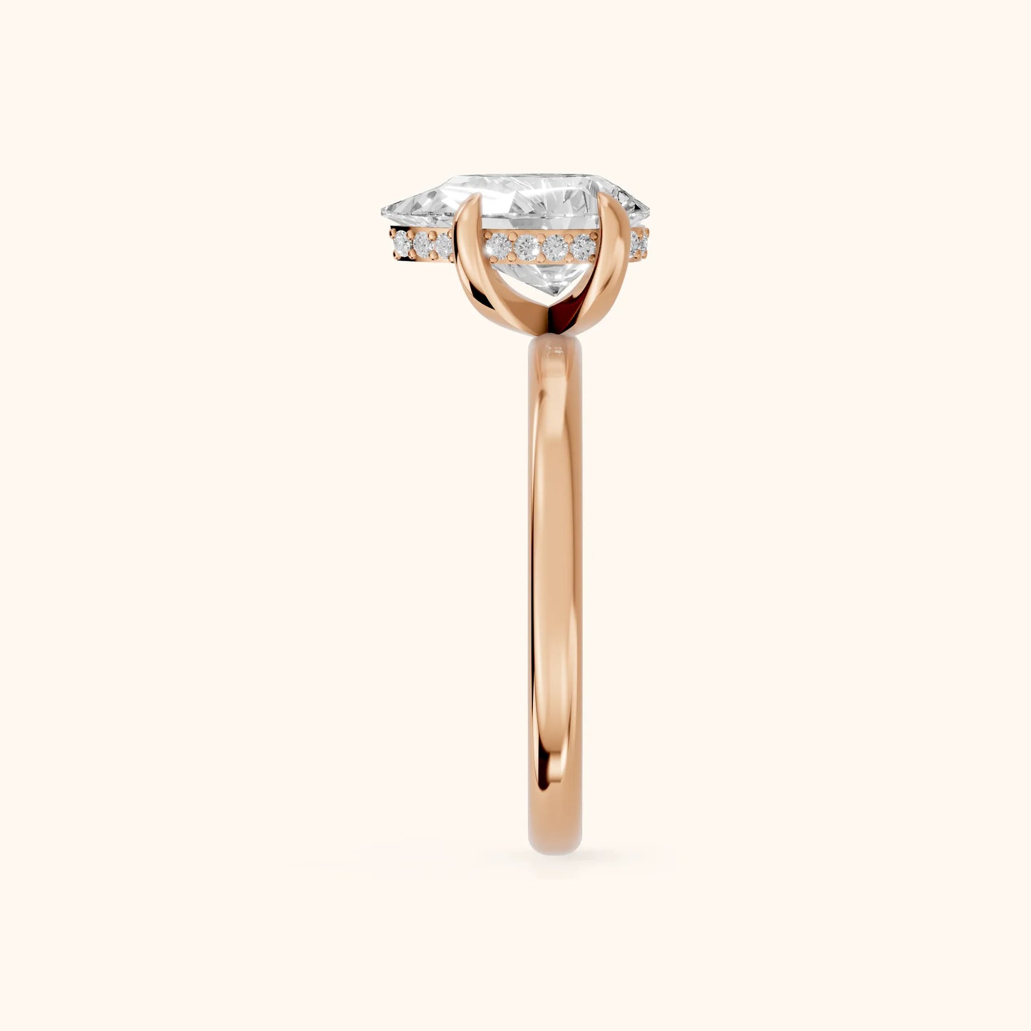 Charlotte Charm Solitaire Pear Diamond Engagement Ring in Rose Gold - SideView