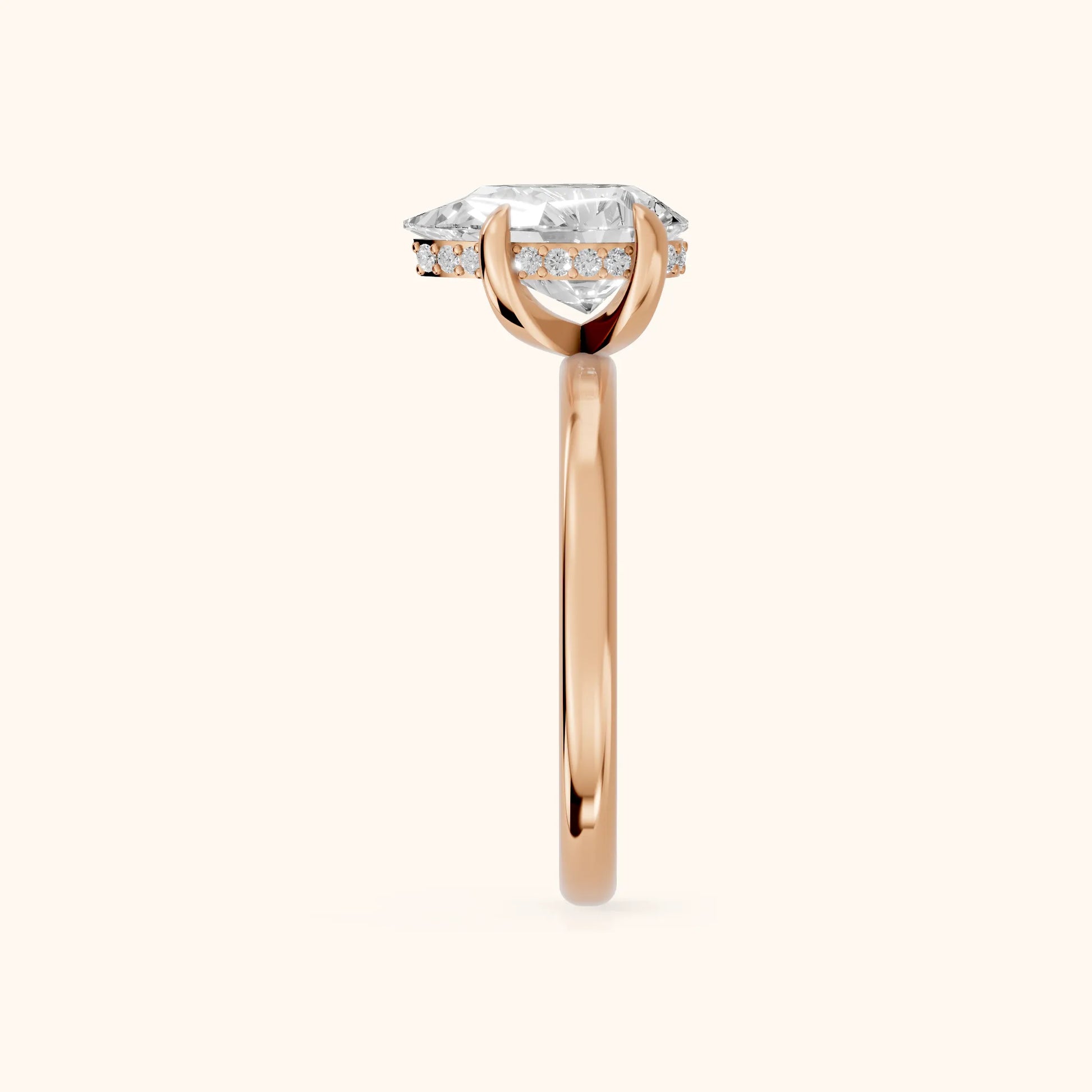 Charlotte Charm Solitaire Pear Diamond Engagement Ring in Rose Gold - SideView