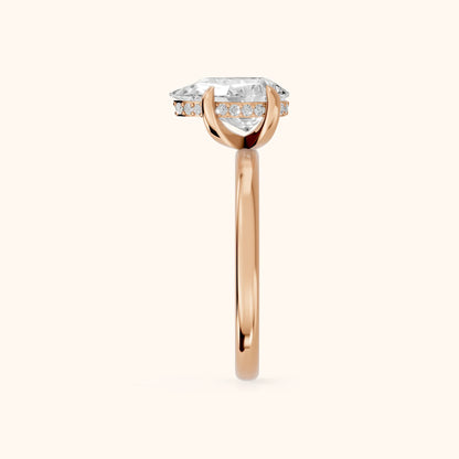 Charlotte Charm Solitaire Pear Diamond Engagement Ring in Rose Gold - SideView