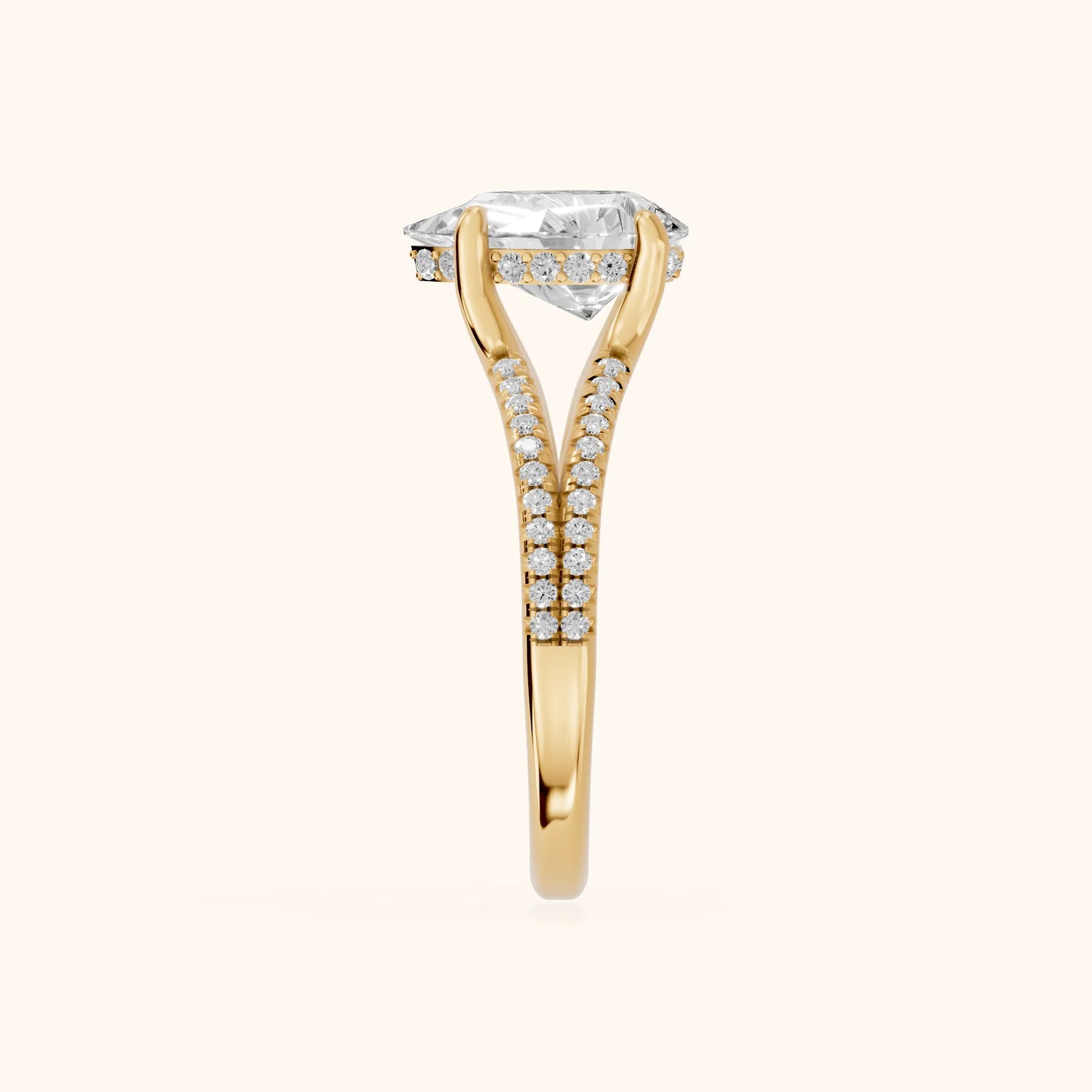 Eternal Embrace Solitaire Pear Diamond Engagement Ring in Yellow Gold - SideView