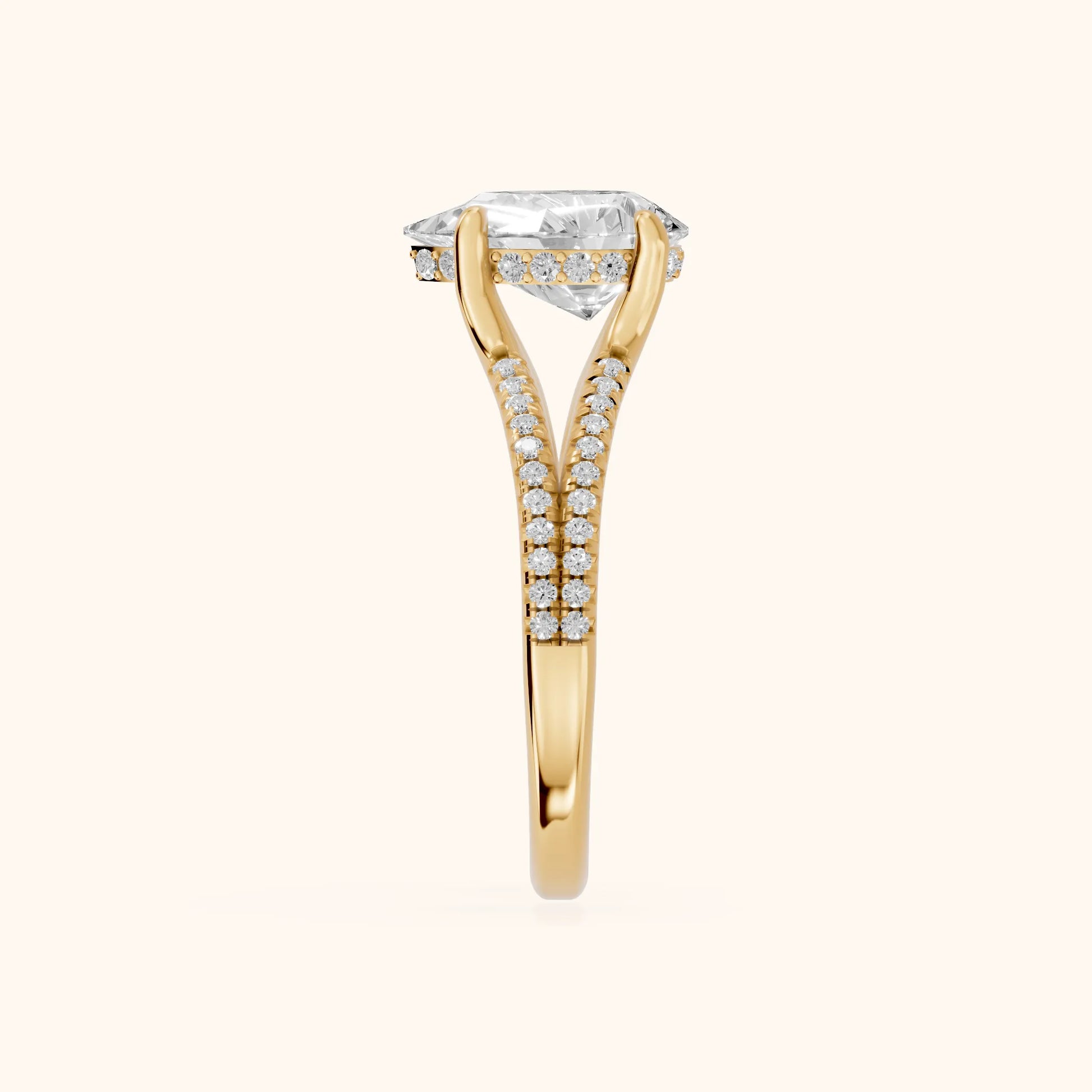 Eternal Embrace Solitaire Pear Diamond Engagement Ring in Yellow Gold - SideView