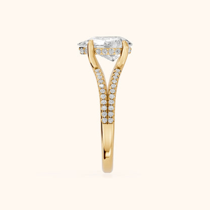 Eternal Embrace Solitaire Pear Diamond Engagement Ring in Yellow Gold - SideView