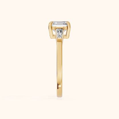 Winnie Three-Stone Asscher Diamond Engagement Ring in Yellow Gold - SideView.webp