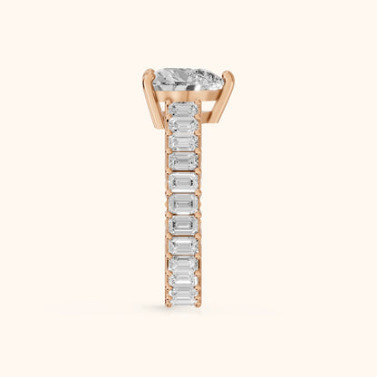 Mallory Shared Prong Heart Diamond Engagement Ring in Rose Gold - SideView.webp