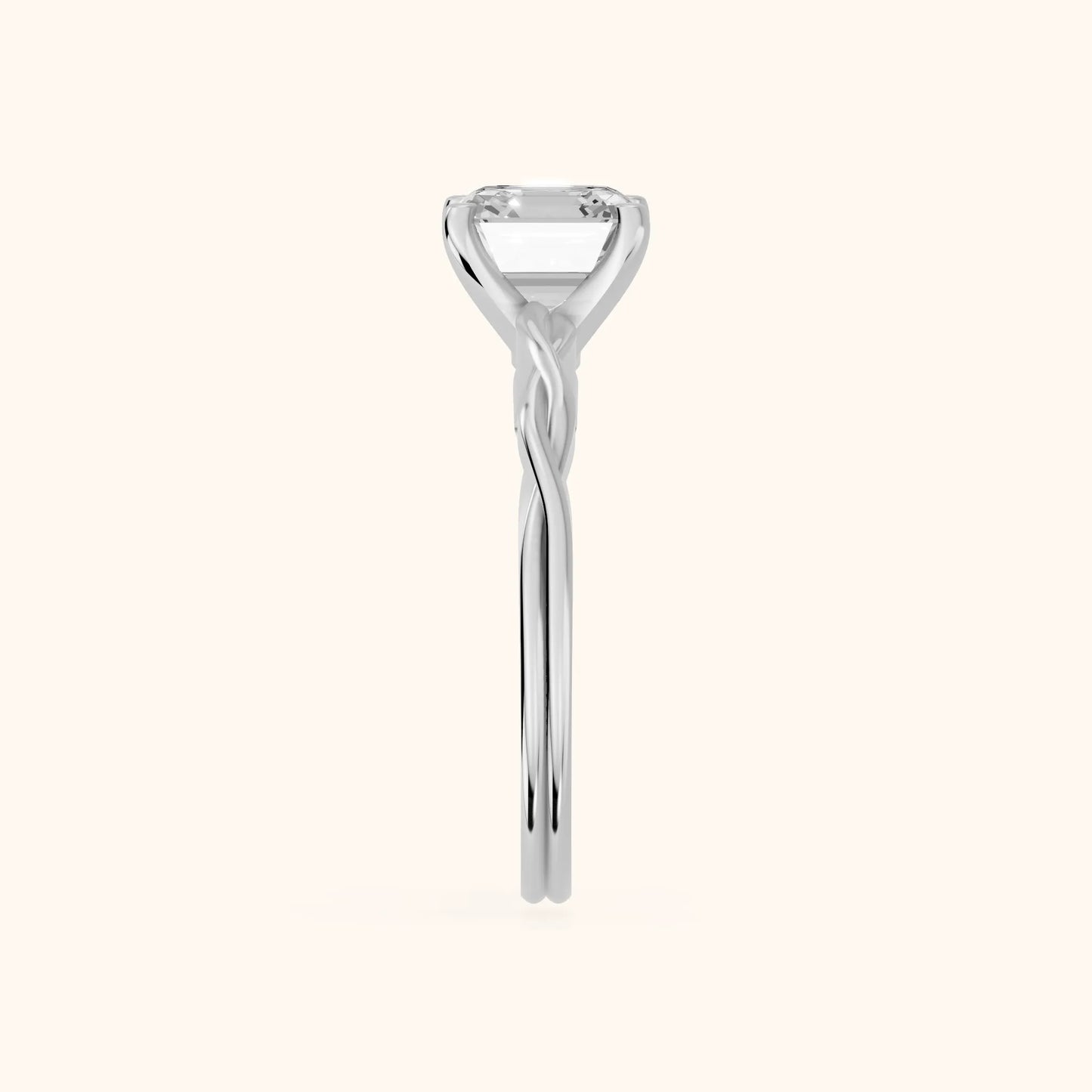 Iris Twist Asscher Diamond Engagement Ring in Silver - SideView