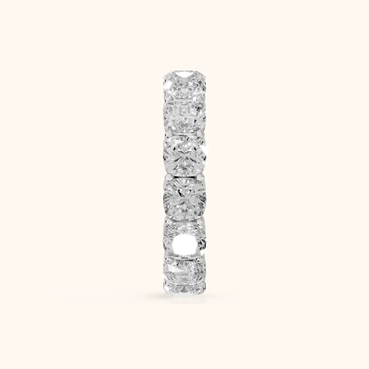 Vida Shared Prong Cushion Diamond Eternity Band in Silver - SideView