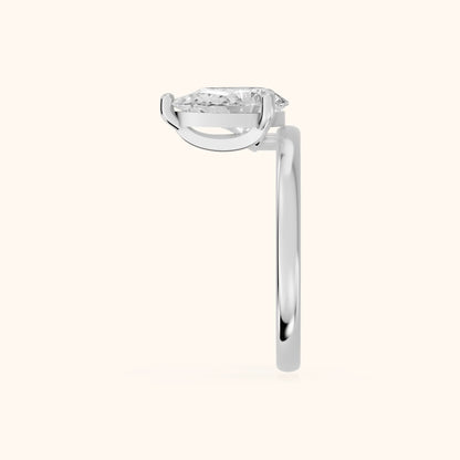 Maisie Four Prong Solitaire Pear Diamond Engagement Ring in White Gold - SideView.webp