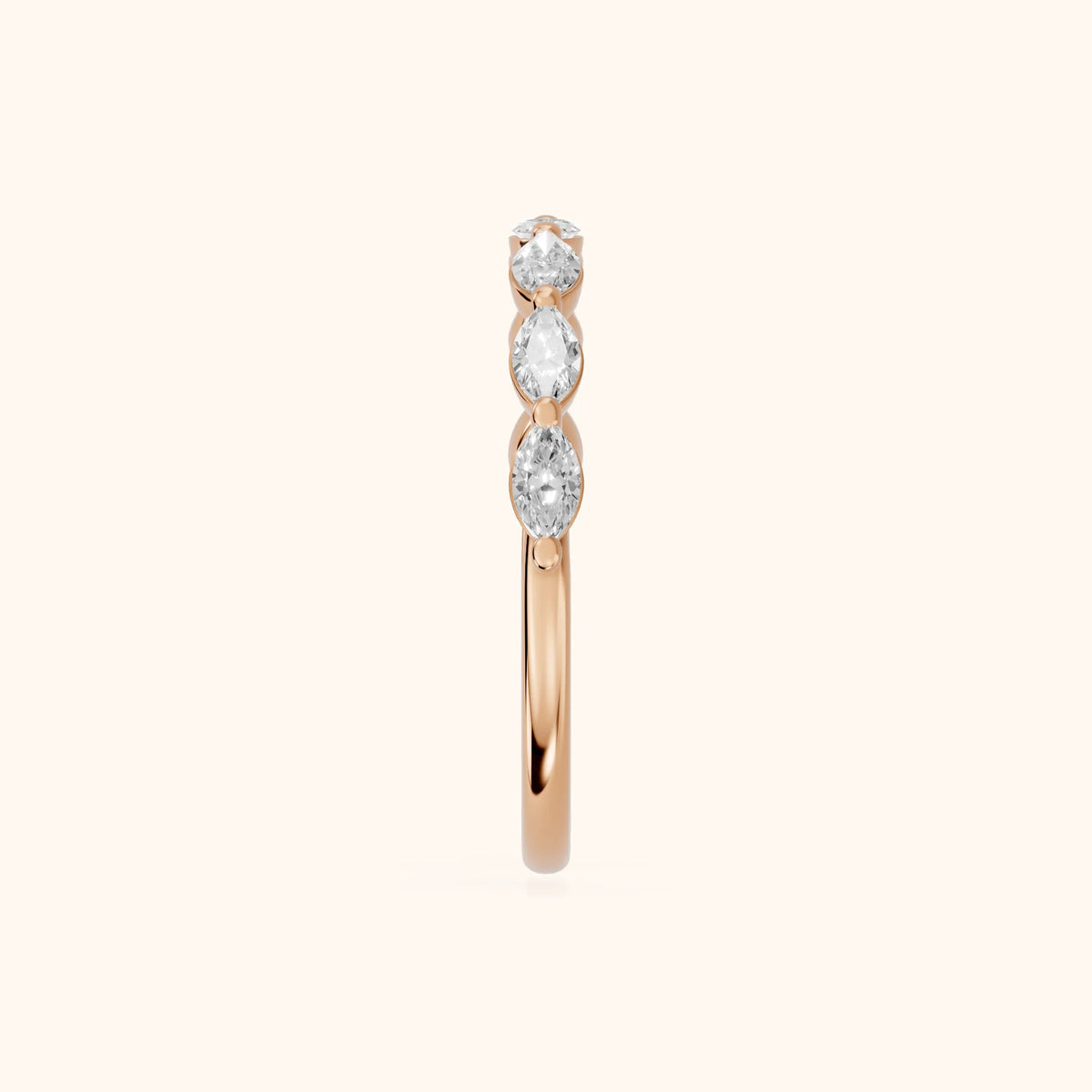 Corina Shared Prong Marquise Diamond Half Eternity Band in Rose Gold - SideView