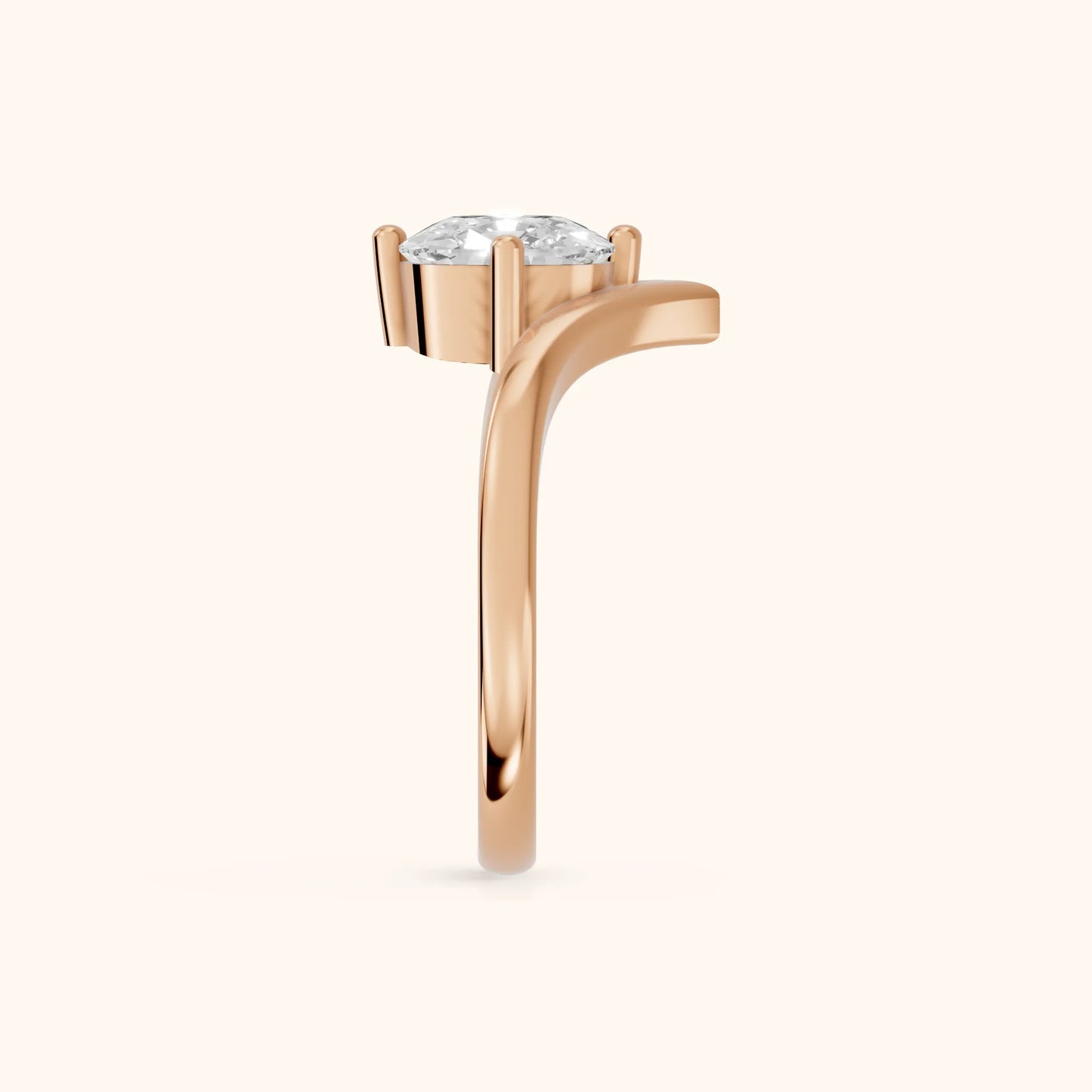 Evelyn Chevron Solitaire Cushion Diamond Engagement Ring in Rose Gold - SideView