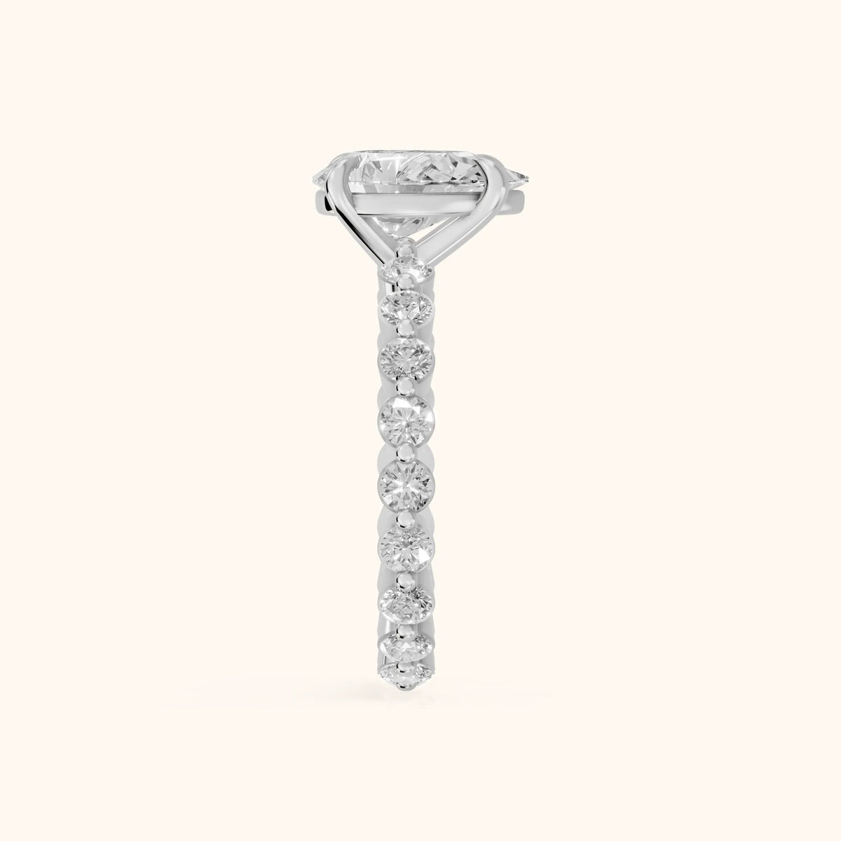 Piper Sidestone Pear Diamond Engagement Ring in Silver - SideView.webp