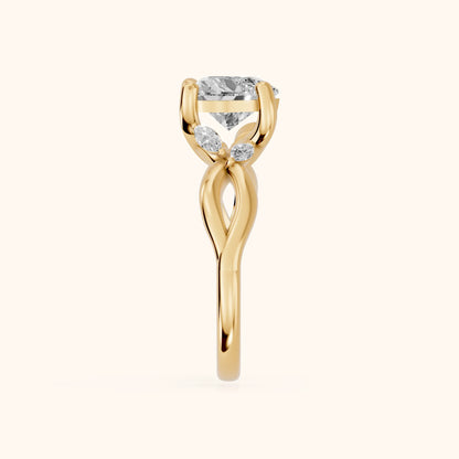 Luna Glow Twisted Heart Diamond Engagement Ring in Yellow Gold - SideView