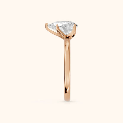 Serena Blossom Solitaire Pear Diamond Engagement Ring in Rose Gold - SideView