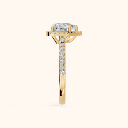 Mabel Halo French Pavé Heart Diamond Engagement Ring in Yellow Gold - SideView.webp