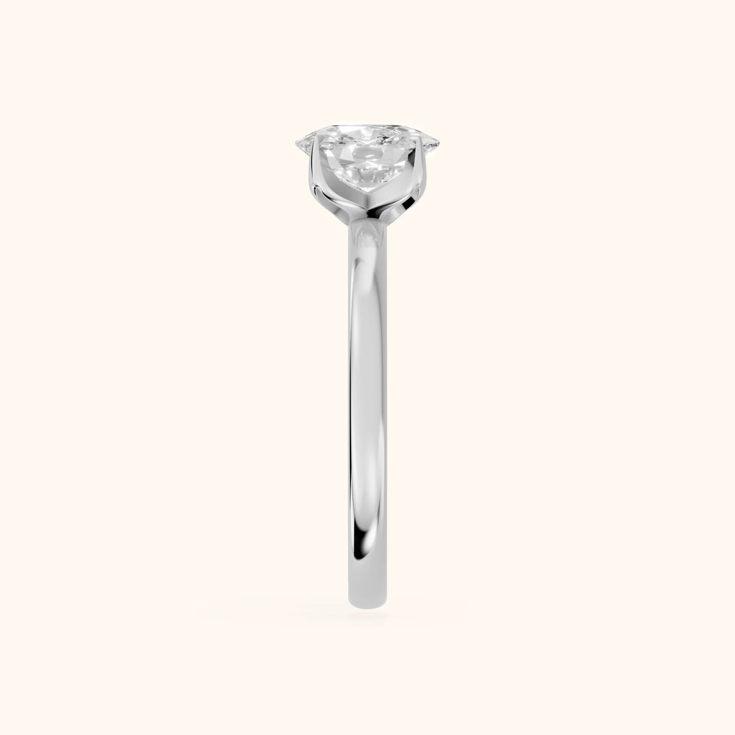 Serena Blossom Solitaire Cushion Diamond Engagement Ring in White Gold - SideView