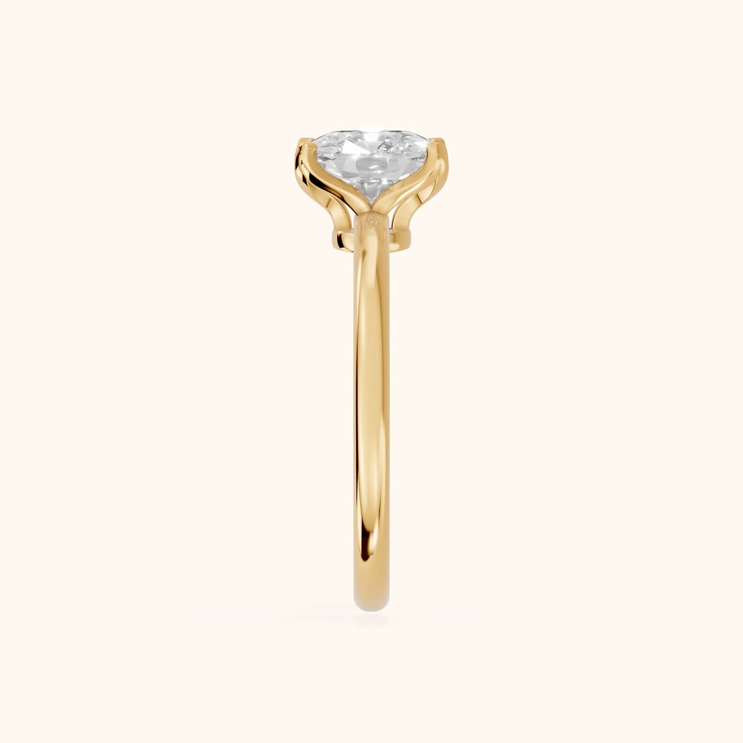 Flora Guardian Solitaire Cushion Diamond Engagement Ring in Yellow Gold - SideView