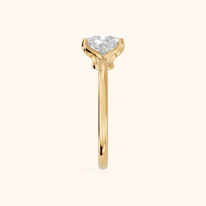 Flora Guardian Solitaire Cushion Diamond Engagement Ring in Yellow Gold - SideView
