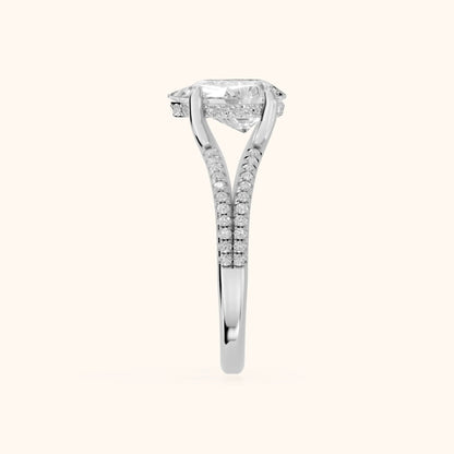 Eternal Embrace Solitaire Pear Diamond Engagement Ring in Silver - SideView