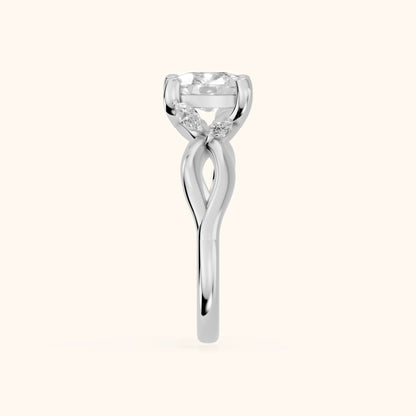Luna Glow Twisted Cushion Diamond Engagement Ring in Platinum - SideView