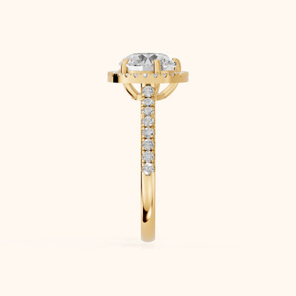 Mabel Halo French Pavé Round Diamond Engagement Ring in Yellow Gold - SideView.webp