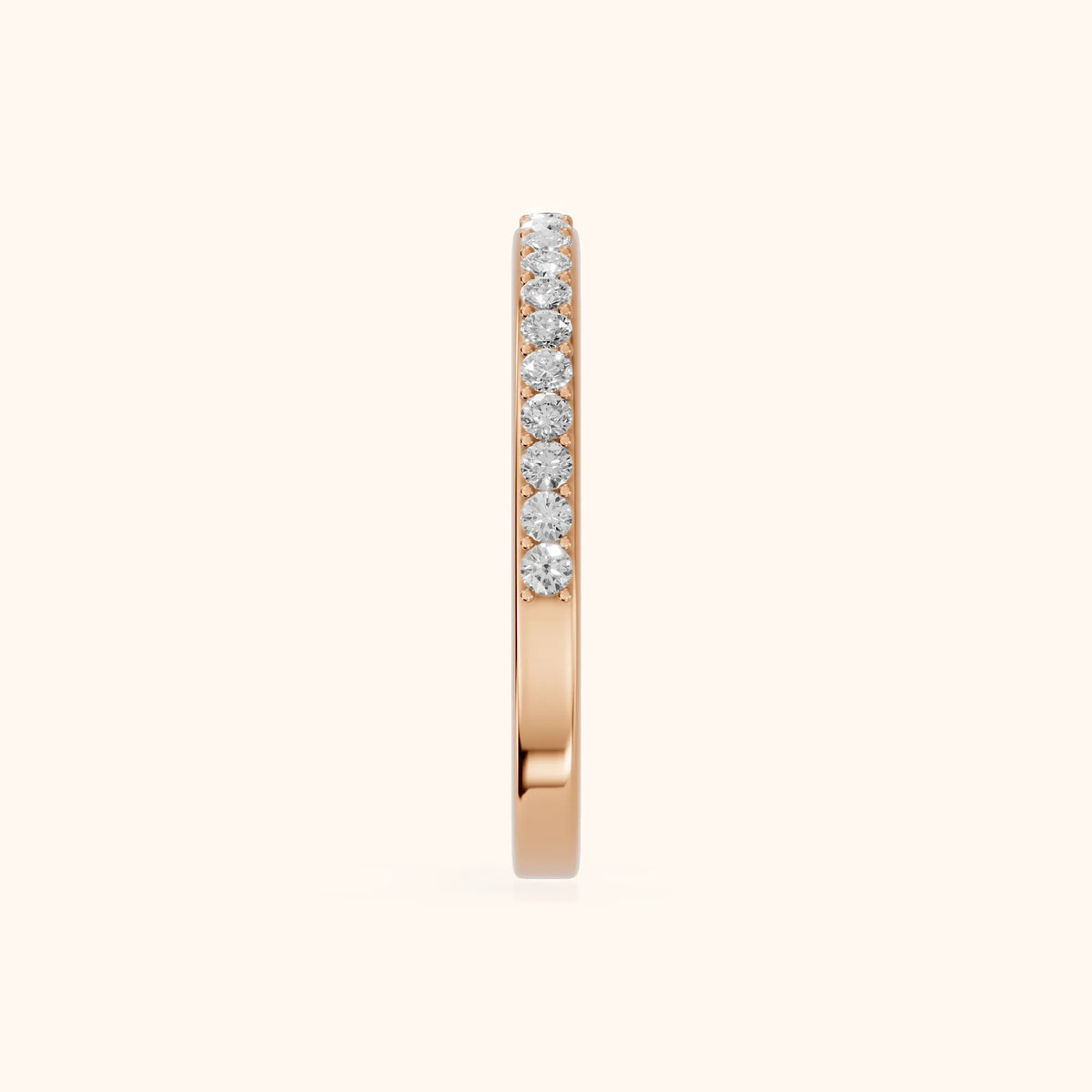 Tamara Micropavé Round Diamond Half Eternity Band in Rose Gold - SideView
