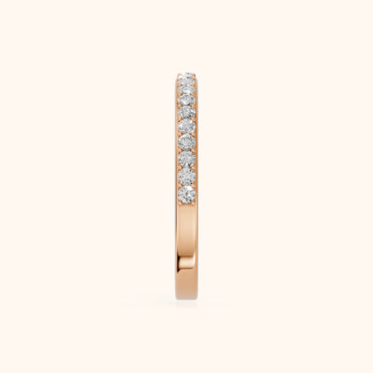 Tamara Micropavé Round Diamond Half Eternity Band in Rose Gold - SideView