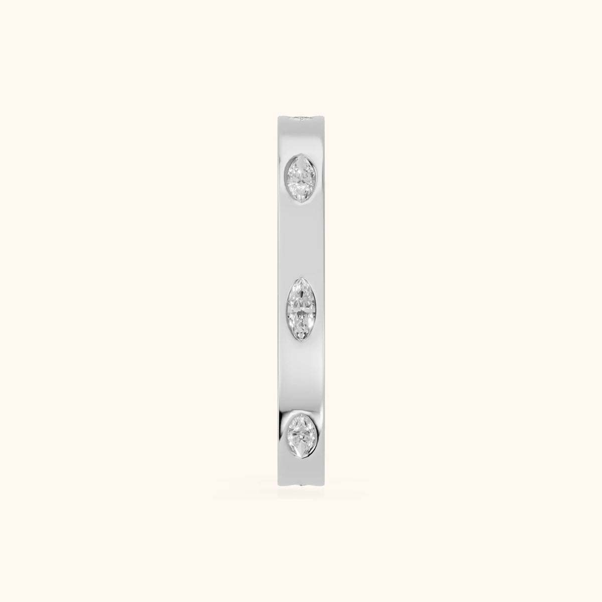 Samira Bezel Marquise & Round Diamond Eternity Band in White Gold - SideView