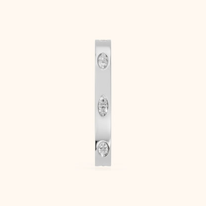 Samira Bezel Marquise & Round Diamond Eternity Band in White Gold - SideView
