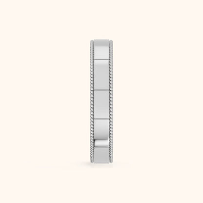 Sylvie Flat Milgrain Wedding Band in Platinum - SideView