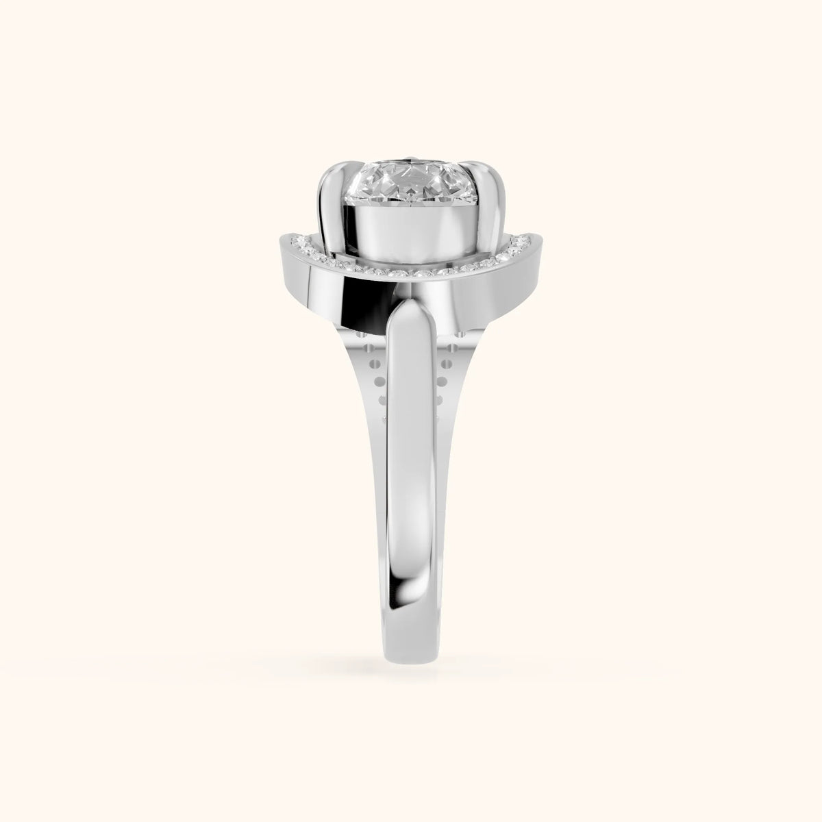 Ellery East-West Split Shank Pear Diamond Engagement Ring in Silver - SideView.webp