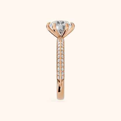 Meredith Knife Edge Pavé Round Diamond Engagement Ring in Rose Gold - SideView.webp