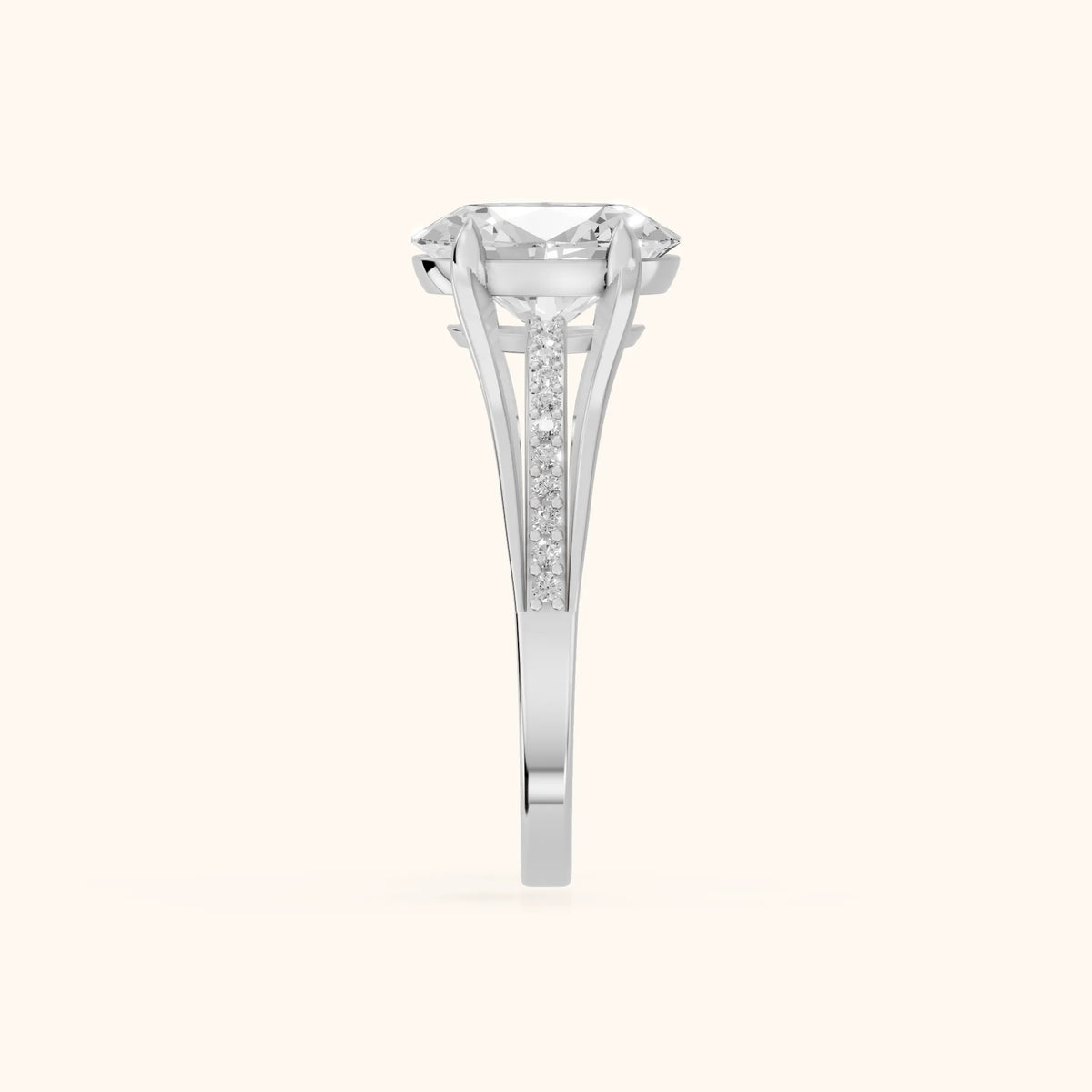 Lucinda Split Shank Oval Diamond Engagement Ring in White Gold - SideView.webp