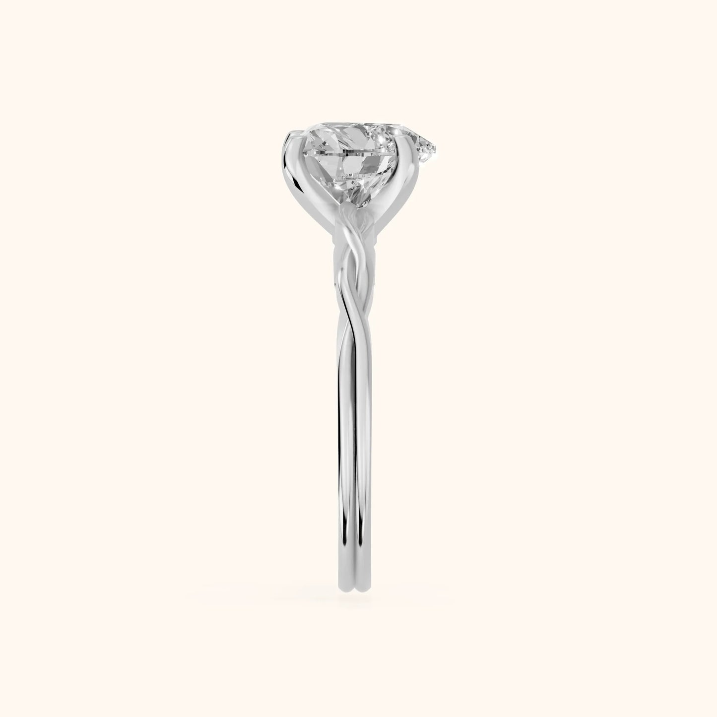 Iris Twist Heart Diamond Engagement Ring in Silver - SideView