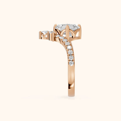 Isabella Legacy Side Stone Asscher Diamond Engagement Ring in Rose Gold - SideView