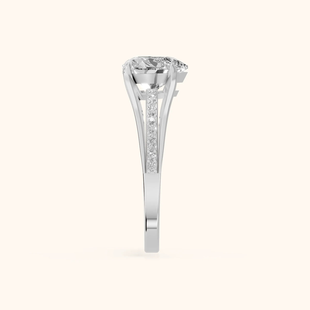 Lucinda Split Shank Heart Diamond Engagement Ring in Platinum - SideView.webp