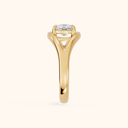 Madeleine Split Shank Cushion Diamond Engagement Ring in Yellow Gold - SideView.webp