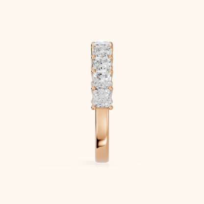Pia Shared Prong Princess Diamond Half Eternity Band in Rose Gold - SideView