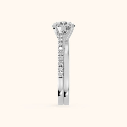 Edith Criss Cross Pavé Round Diamond Engagement Ring in White Gold - SideView.webp