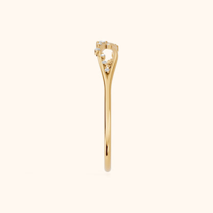 Amelia Bypass Round Diamond Stackable Ring in Yellow Gold - SideView