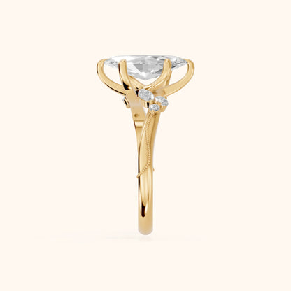 Joanna Milgrain Twist Marquise Diamond Engagement Ring in Yellow Gold - SideView.webp