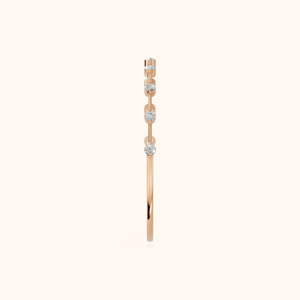 Zaria Dot Dash Round Diamond Wedding Band in Rose Gold - SideView