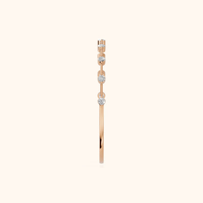 Zaria Dot Dash Round Diamond Wedding Band in Rose Gold - SideView