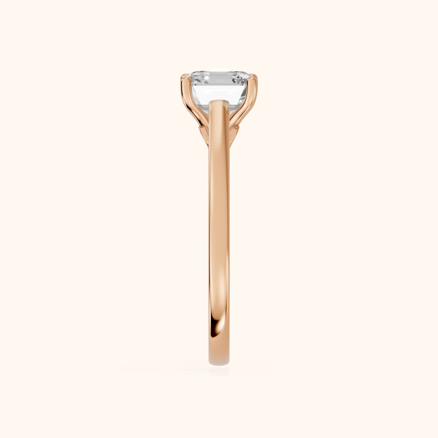 Iris Vintage Asscher Diamond Engagement Ring in Rose Gold - SideView